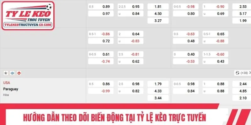 Hướng dẫn theo dõi biến động tại Tỷ lệ kèo trực tuyến