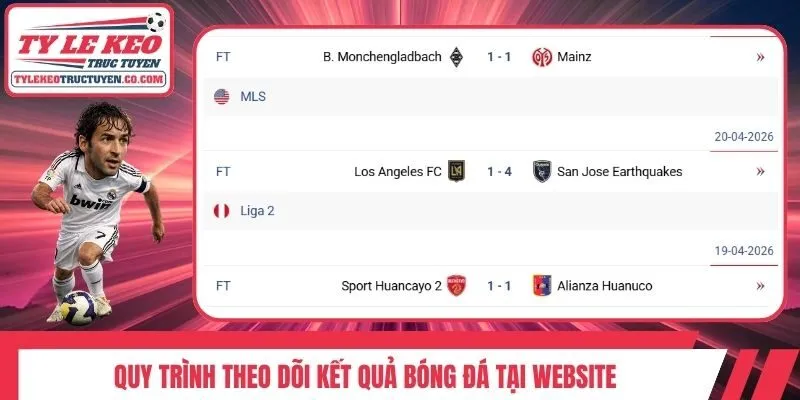 Quy trình theo dõi kết quả bóng đá tại website